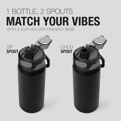 ZULU Powerfill Pro 18oz Kids Stainless Steel Water Bottle - Quick Fill Lid, Triple Wall Insulated, Leak Proof | Tonal Black