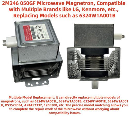 2M246 050GF Microwave Magnetron, Compatible with Multiple Brands Like LG, Kenmore, etc., Replacing Models Such as 6324W1A001B