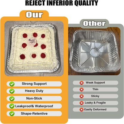 8x8 Square Aluminum Baking Cake Pans by [Brand Name] - Disposable Foil Pans with Clear Lids for Easy Food Storage