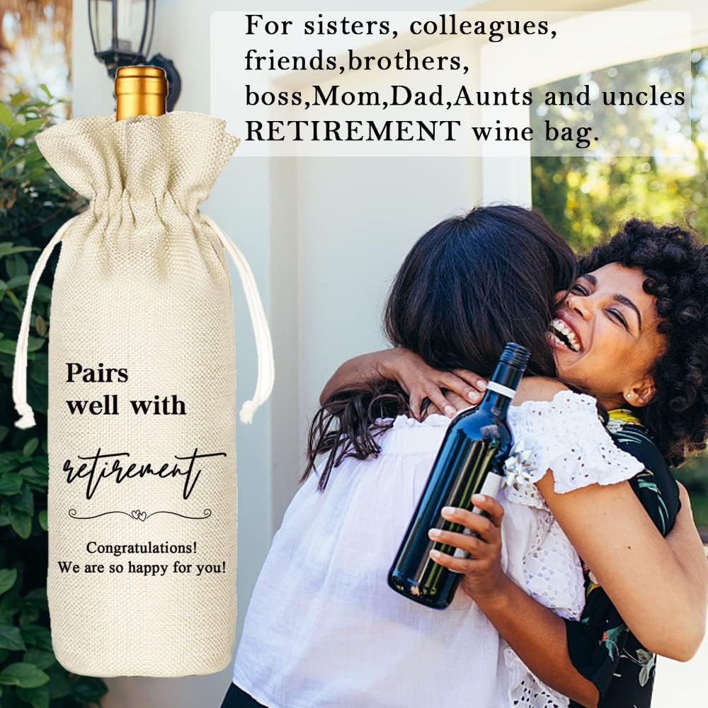 Socive Retirement Wine Bag, Retirement Gifts Wine Bags, Gift for Him or Her, Retired Gifts Leaving Gifts for Colleagues Friends Coworkers Boss Nurse Teacher