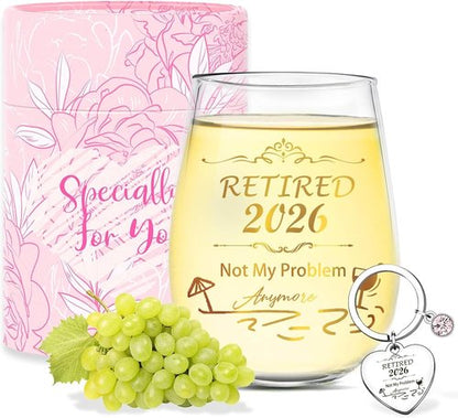 Best Retirement Gifts for Woman Men 2026 Thank You Leaving Gifts Retired Farewell Gift for Coworkers Colleagues Stemless Wine Glass Cool Retirement Good Luck Gift Happy Retirements Party Decorations