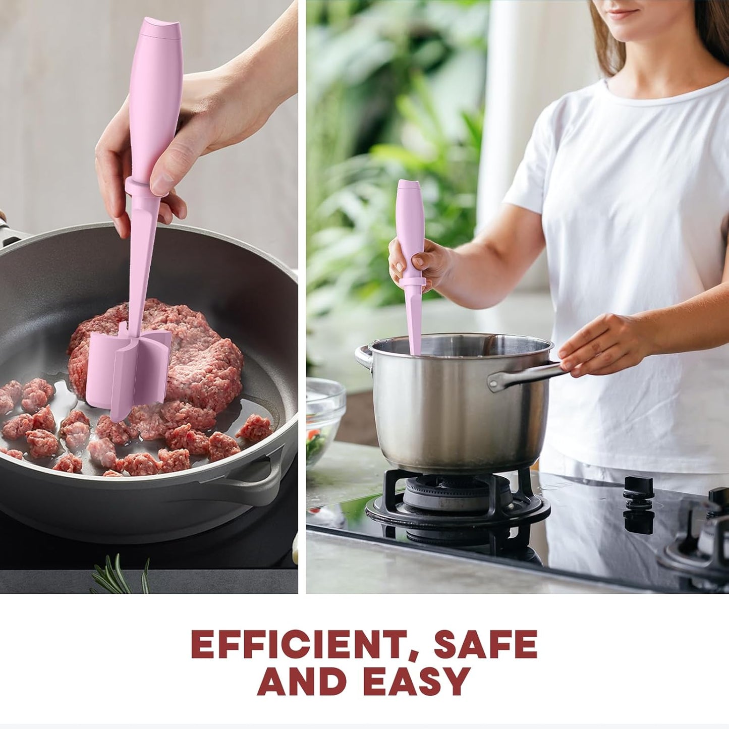 Skiennix Meat Chopper Set - Premium Heat Resistant Hamburger Grinder Tool | 2 Pcs Pink