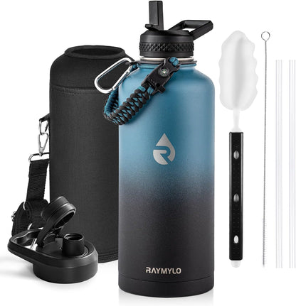 Skiennix Insulated Water Bottle - 87 Oz Triple Wall Vacuum Stainless Steel | Cold for 48 Hrs, Leak Proof, Indigo/Black