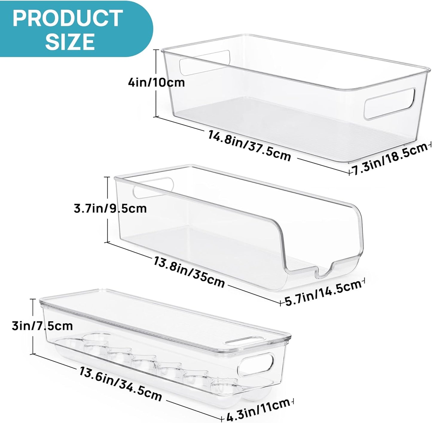 Vtopmart Fridge Organizer Bins - Set of 8 Clear BPA-Free Storage Containers for Kitchen & Pantry