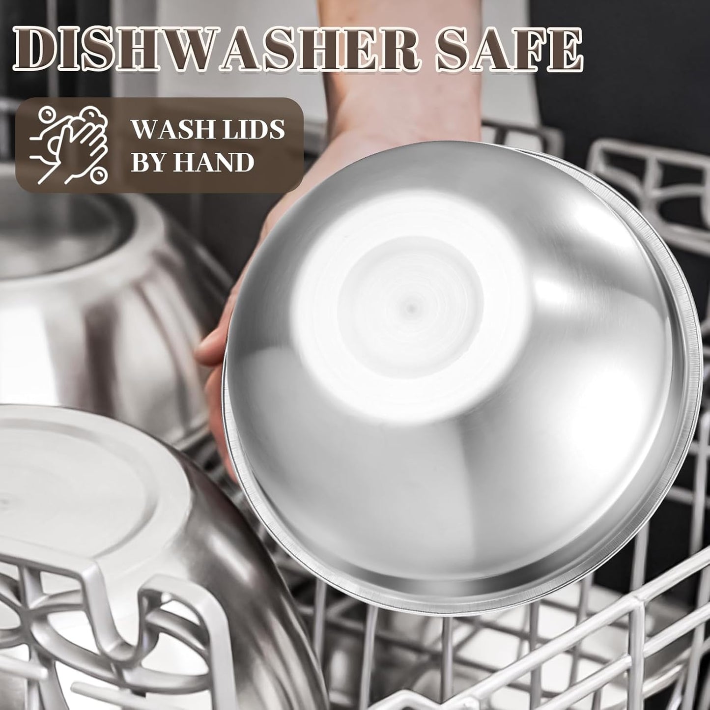 Stainless Steel Mixing Bowls Set by [Brand Name] - 7PCS with Lids for Baking & Meal Prep | Dishwasher Safe, Khaki