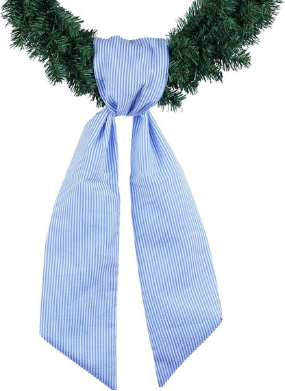 Blue Striped Wreath Sash - 5.12" Wide x 54.33" Long | Perfect for Baby Showers & Summer Weddings