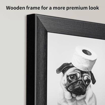Regine Switzerland Funny Bathroom Wall Art - Aesthetic Black and White Canvas Decor | Framed Design