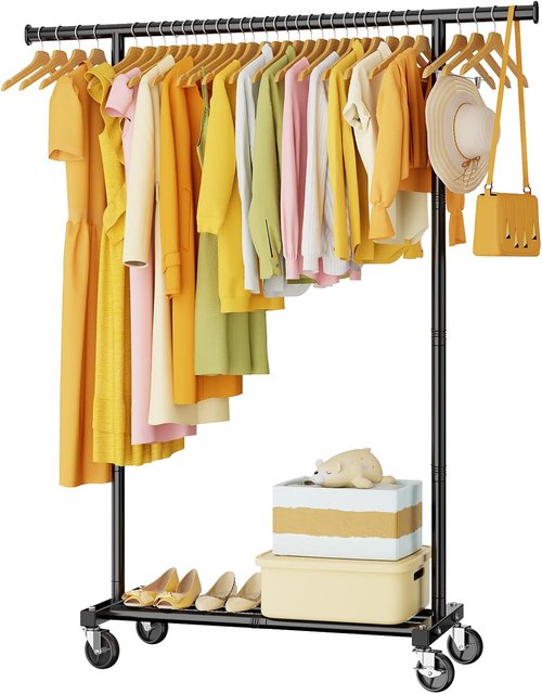 HYSEYY Clothing Rack - Portable Rolling Garment Rack with Wheels | Ideal for Bedroom & Laundry Room Storage