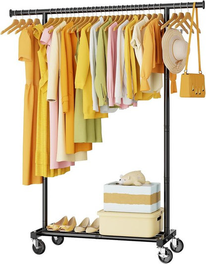 HYSEYY Clothing Rack - Portable Rolling Garment Rack with Wheels | Ideal for Bedroom & Laundry Room Storage
