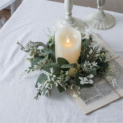 Eucalyptus Leaves Wreaths by [Brand Name] - 10 Inch Boho Candle Rings for Home & Wedding Decor | Green - 2 Pack