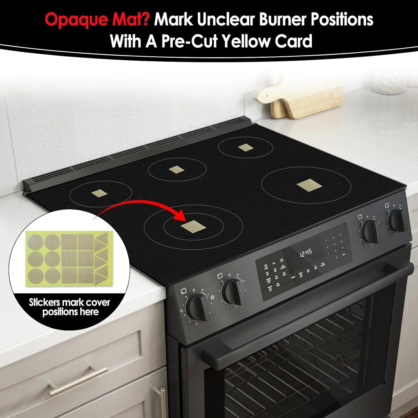 Skiennix Induction Cooktop Protector Mat - Extra Large 21.2x35.4 In | Heat-Resistant to 230°C | Non-Slip & Scratch-Resistant | Semitransparent Black