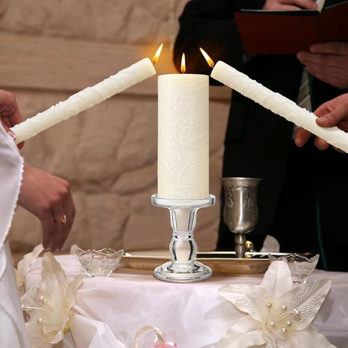 Irenare Unity Candles - Elegant Glass Holder for Wedding Ceremonies | Pillar Candle Decor