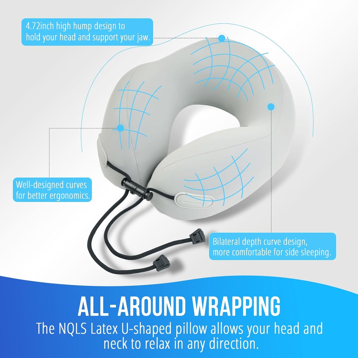 Skiennix Travel Pillow - Natural Latex Neck Support for Comfortable Long-Distance Travel | Ideal for Airplanes