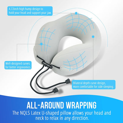 Skiennix Travel Pillow - Natural Latex Neck Support for Comfortable Long-Distance Travel | Ideal for Airplanes