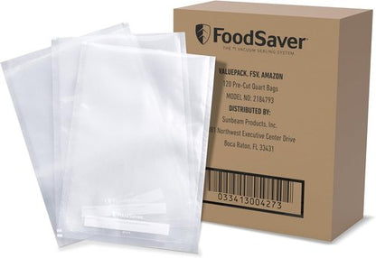 FoodSaver Compact Vacuum Sealer Machine - Airtight Food Storage & Sous Vide | 120 BPA-Free Bags, White