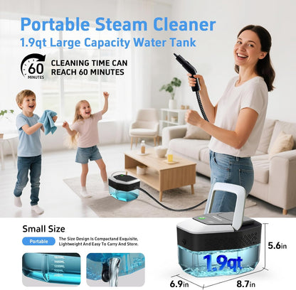 Skiennix Steam Cleaner - High-Temperature 257℉ Handheld Steamer for Home & Car | 1.9 Quart Capacity