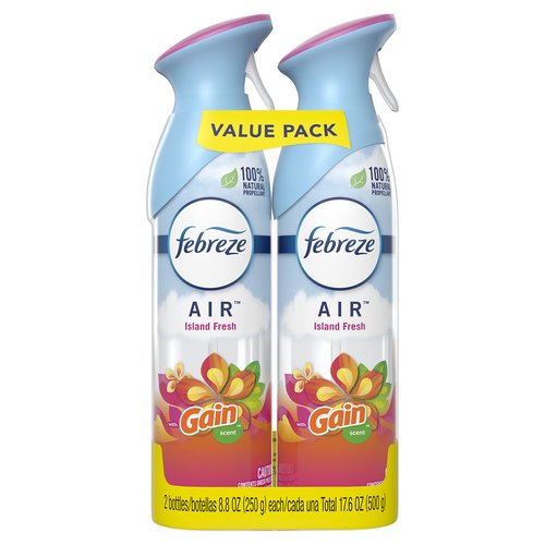 Febreze Air Mist Air Freshener Spray, Odor-Fighting Room Spray, Air Fresheners for Home and Bathroom and Kitchen, Aerosol Can, Gain Island Fresh Scent, 8.8oz, (Pack of 2)