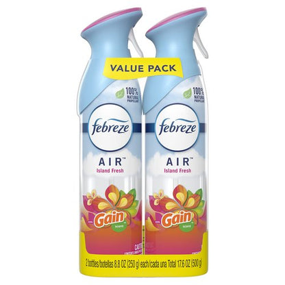 Febreze Air Mist Air Freshener Spray, Odor-Fighting Room Spray, Air Fresheners for Home and Bathroom and Kitchen, Aerosol Can, Gain Island Fresh Scent, 8.8oz, (Pack of 2)