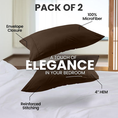 Utopia Bedding King Pillow Cases - Soft Brushed Microfiber - 2 Pack | Fade Resistant 20 x 40 Inches (Brown)