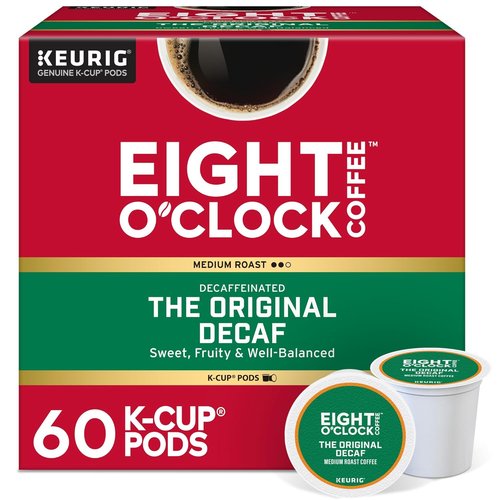 Eight O'Clock Coffee Decaf Medium Roast K-Cup Pods - Single-Serve, 60 Count Pack