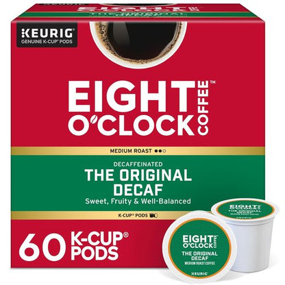 Eight O'Clock Coffee Decaf Medium Roast K-Cup Pods - Single-Serve, 60 Count Pack