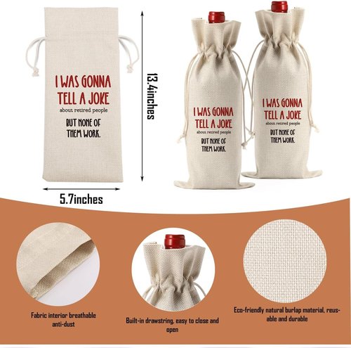 Funny Retirement Gifts for Woman Men Retirement Wine Gifts Bag Happy Retirement Party Decorations Retired Gifts Leaving Gifts for Coworkers Boss