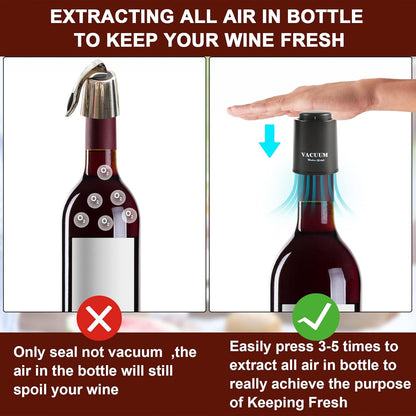 [2 PACK] Wine Bottle Stoppers,Real Vacuum Stoppers,Reusable Wine Preserver,Wine Corks Keep Fresh,Best Christmas and Birthday Gifts for Wine Lovers.