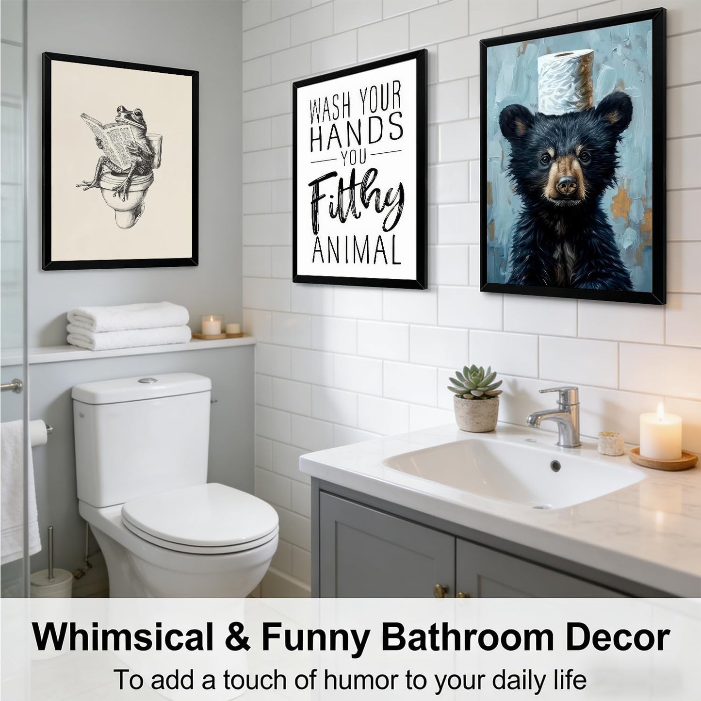 XRNDUYZP Black and White Bathroom Canvas Wall Art - Funny Quotes Poster Print for Kids' Washroom | 8x10 in