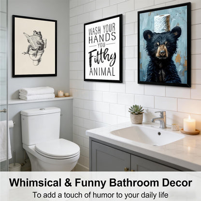 XRNDUYZP Black and White Bathroom Canvas Wall Art - Funny Quotes Poster Print for Kids' Washroom | 8x10 in