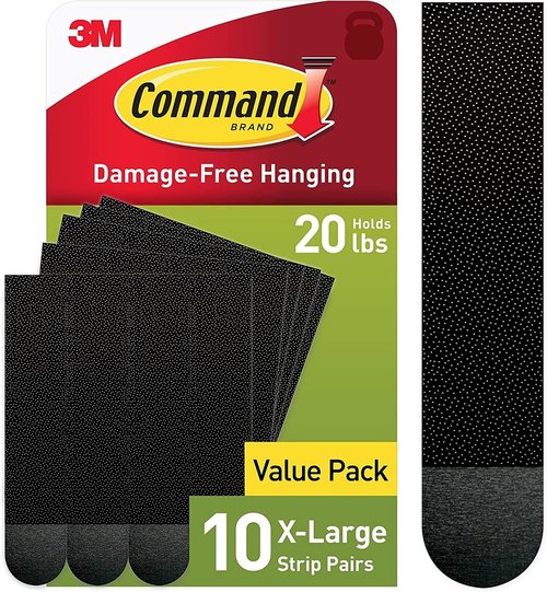 Command 20 lb XL Heavyweight Picture Hanging Strips - Damage-Free Hangers for Frames | 10 Pairs, Black Adhesive