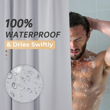 AmazerBath Stall Shower Curtain 36x72, Heavy Duty Plastic, Grey with 2 Weighted Stones and 6 Grommet Holes