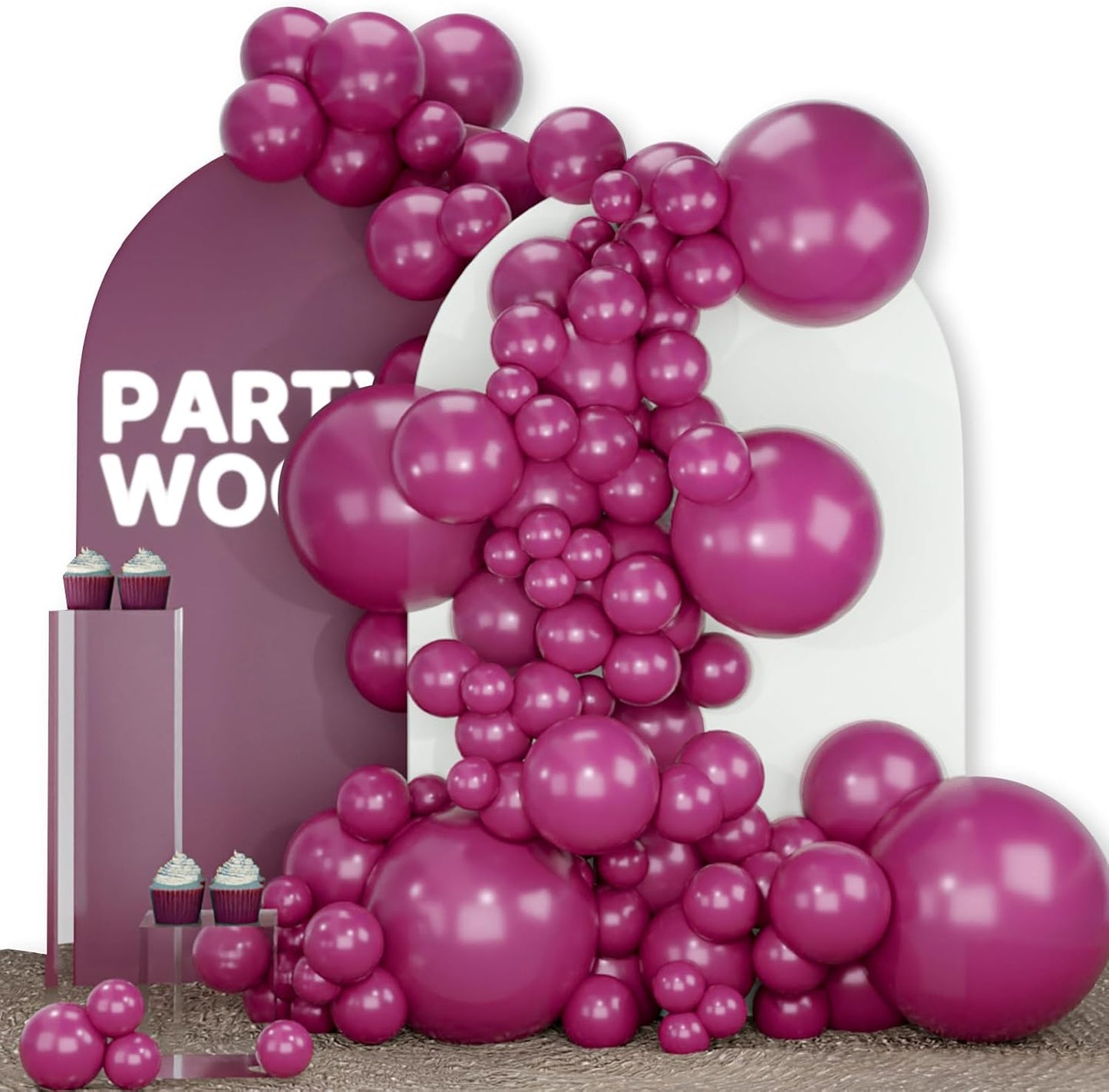 PartyWoo Dark Purple Balloons - 140-Piece Boho Balloon Arch Kit for Baby Showers & Birthdays | 5-12 Inch Sizes