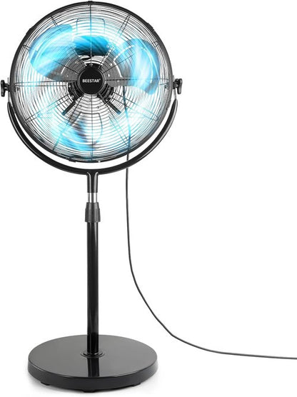 BEESTAR 18-Inch Heavy Duty Pedestal Fan - High Velocity, Adjustable Height & Tilt, Metal Design | Black