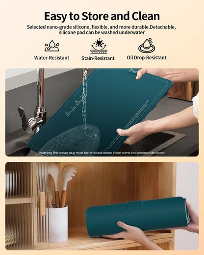 Food Warming Mat, Electric Warming Mat with Adjustable Temperature, Warming Trays for Buffets Party, Food Warmer Mat (green)