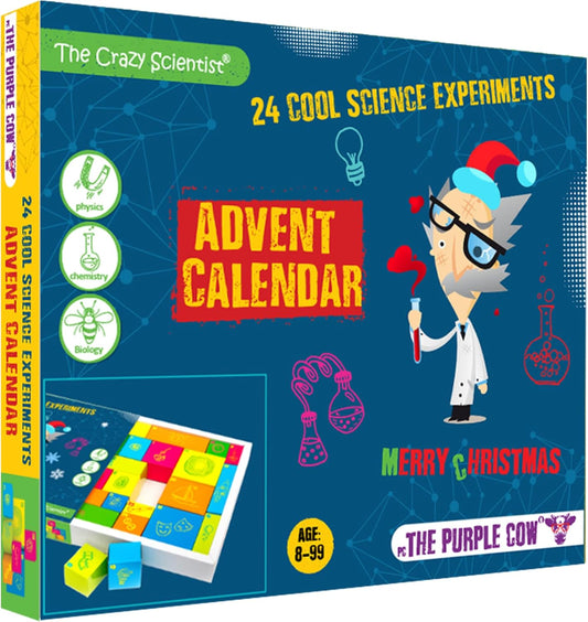 Purple Cow Crazy Scientist Advent Calendar - 24 Fun Science Experiments for Kids Age 8-99