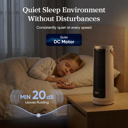 LEVOIT Bladeless Tower Fan - 20dB Quiet Operation, 4-Speed Oscillation, Portable Design, White