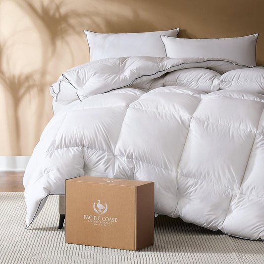 Pacific Coast Comforter King Size, Filled in White Goose Down Bedding Comforter King Size，All Season White Luxury Hotel Fluffy Duvet Insert, 106"x90"