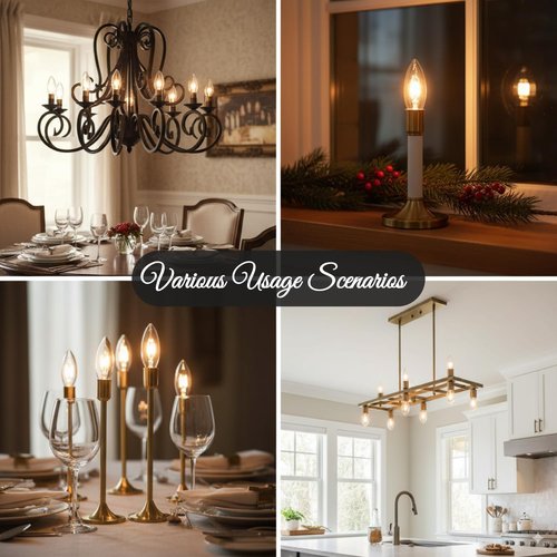 Holiday Joy C26 Christmas Candelabra Replacement Night Light Bulbs - 7W E12 - Crystal Clear - 12 Pack