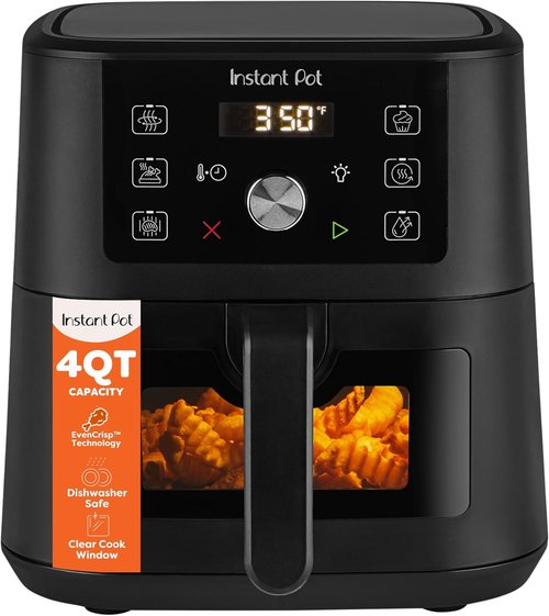 Instant Pot 4Qt Vortex Mini Air Fryer - 6-in-1 Multi-Function with Custom Programs | Black, 4 Quarts