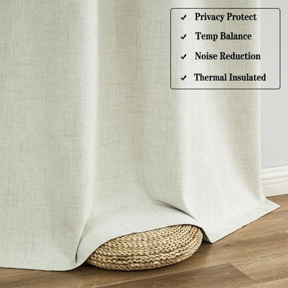 Urban Lotus Beige Linen Textured Full Blackout Curtain Panels 84 Inches Long Solid Color Room Darkening Thermal Inulated Drapes for Living Room/Bedroom Grommet Top Window Treatment, 52" W, 2 Panels