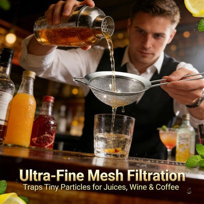 Anaeat Fine Mesh Strainers - Premium Stainless Steel Sifters with Durable Mesh & Sturdy Handle | 3.15", 5.5", 7.87" Sizes