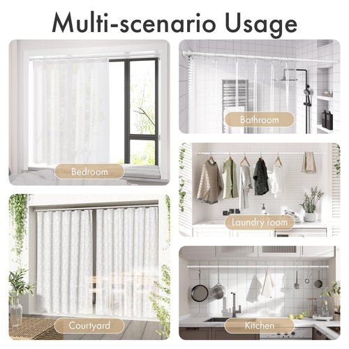Amazer Spring Tension Shower Curtain Rod, 42-72 Inches Rust-Resistance Tension Curtain Rod Bathroom Rod, Adjustable Shower Curtain Rod No Drill, White