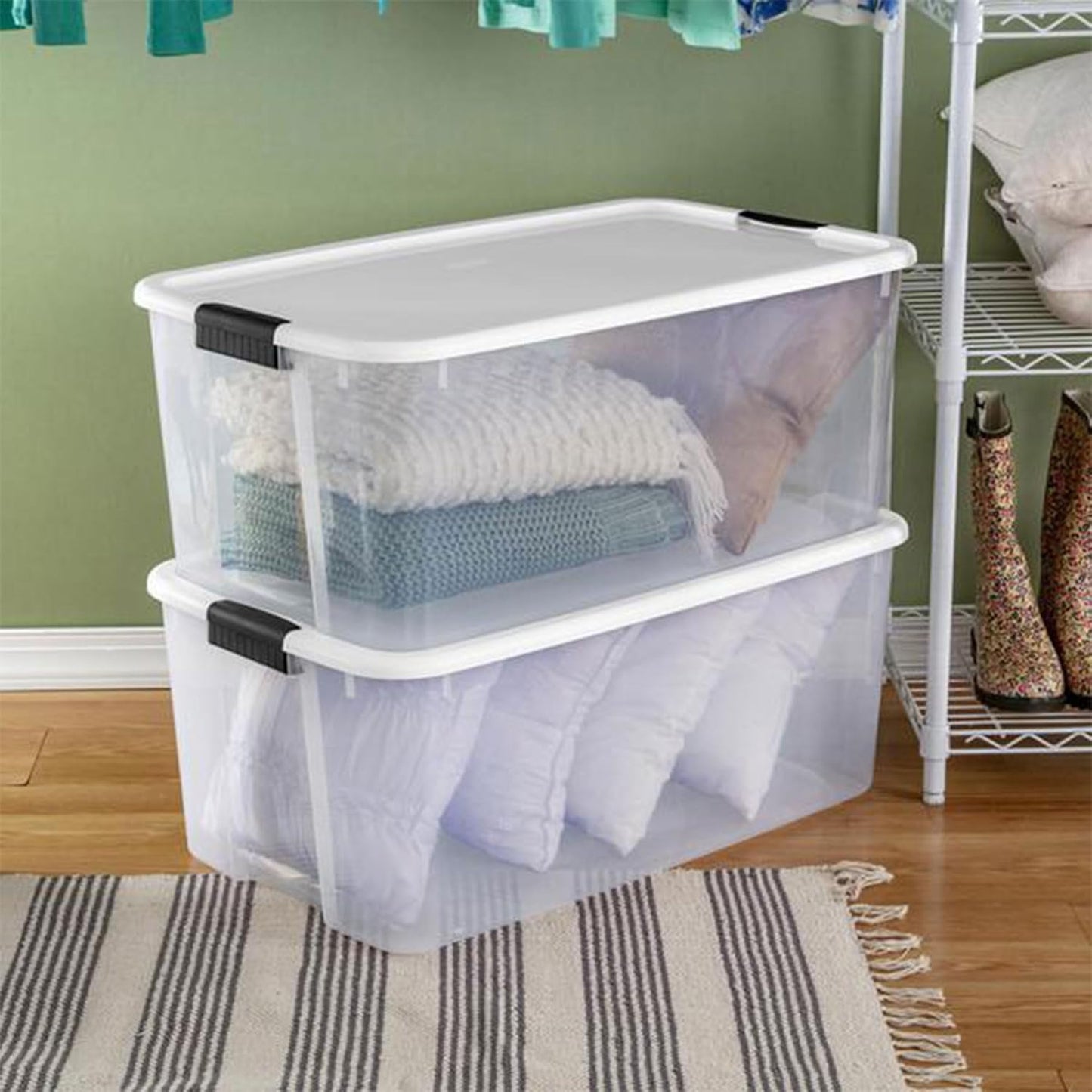 Sterilite 8-Pack Ultra Latching Storage Bins - Clear Plastic, 116 Quart Heavy-Duty Organizers for Home & Office