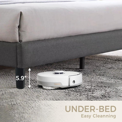 Susalt Full Size Platform Bed Frame - Upholstered Headboard, Linen Fabric, 800LBS Support, Grey