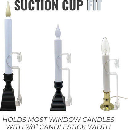 Vermont 612 Window Candle Holders - Suction Cups & L-Shaped Safety Bracket | Fits Most Battery & Electric Candles (Pack of 4)