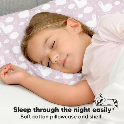 Toddler Pillow with Pillowcase - 13x18 My Little Dreamy Kids Travel Bed Pillows for Sleeping, Organic Cotton Small Pillowcase, Soft & Breathable, Machine Washable, Toddlers 2-5 years old (Alpacas)