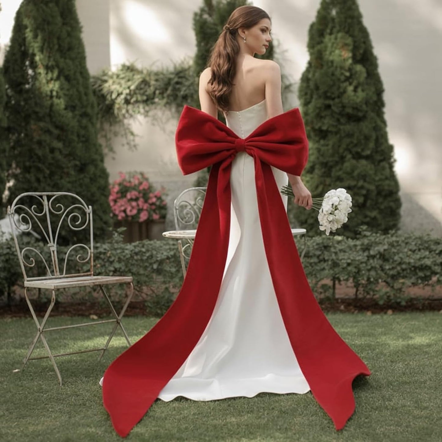 Regine Switzerland Large Ruby Red Velvet Bow - 50 x 20 Inch Christmas & Wedding Decor | Heavyweight Design
