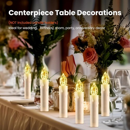 JOSU Flameless Candles - 12Pcs LED Flickering Taper Candles with Remote Timer | Warm White for Home Decor