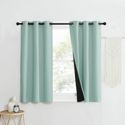 NICETOWN Aqua Blue Blackout Curtain Set - Thermal Insulated Window Draperies for Light Sleepers | 37W x 40L, 2 Panels