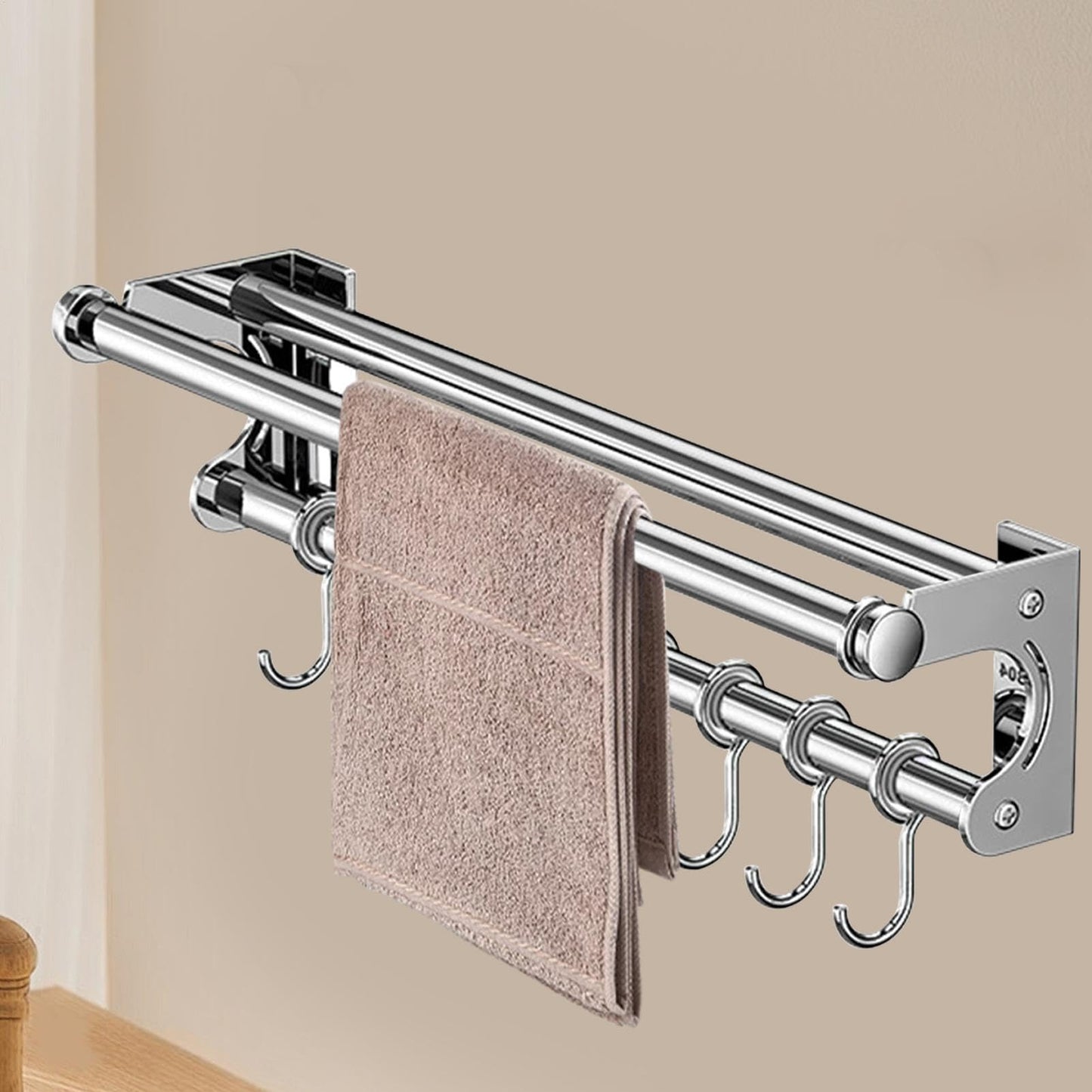 semofcen Kitchen Utensil Holder Hanger 30/40/50CM Stainless Steel Multifunctional Slide Rail Hook Space Saving Utensil Rack No Drilling Kitchen Rail for Hanging Cooking Utensils Mugs Spoons